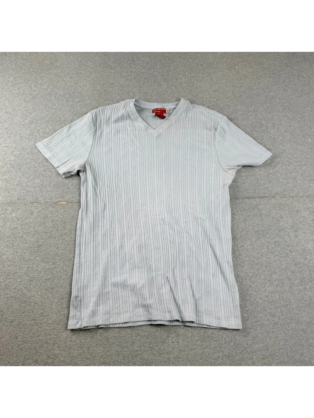 Guess Mens V-Neck Ribbed T-Shirt Short Sleeve Size Large Light Blue - Picture 1 of 6